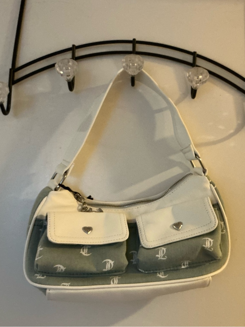 Juicy couture White and Sage Two-Pocket Shoulder Bag